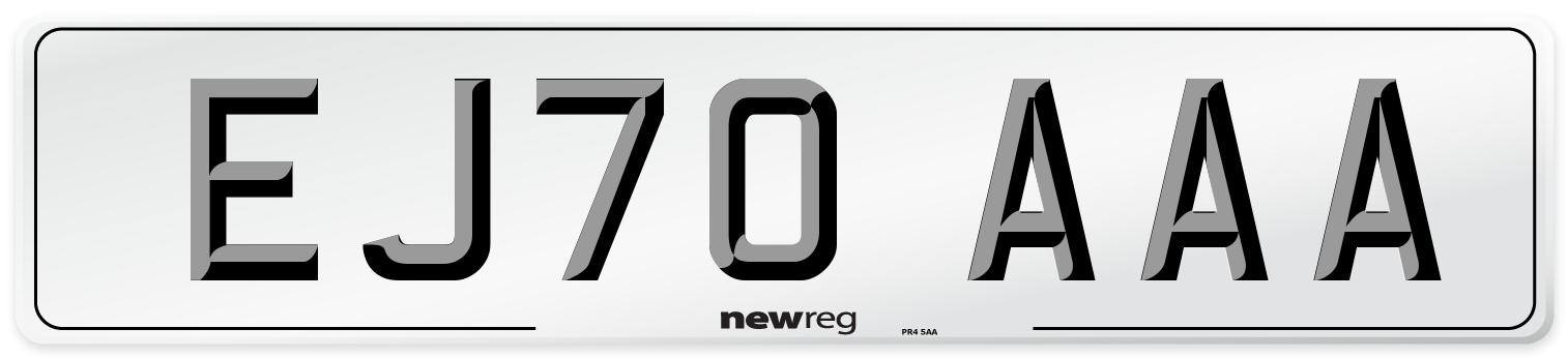 EJ70 AAA Number Plate from New Reg